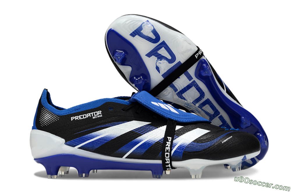 Adidas Predator 25 Elite Foldover Tongue FG Firm Ground Soccer Cleats - Black/White/Blue 1