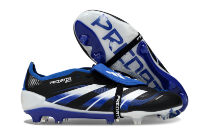 Adidas Predator 25 Elite Foldover Tongue FG Firm Ground Soccer Cleats - Black/White/Blue