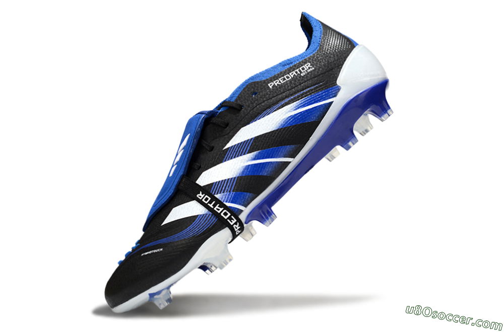 Adidas Predator 25 Elite Foldover Tongue FG Firm Ground Soccer Cleats - Black/White/Blue 5