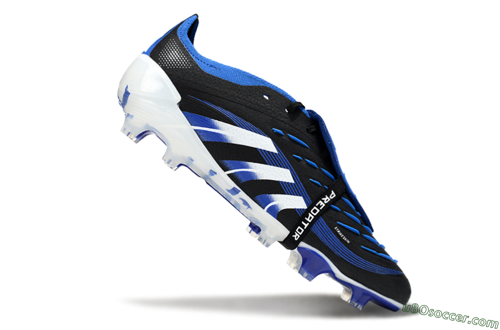 Adidas Predator 25 Elite Foldover Tongue FG Firm Ground Soccer Cleats - Black/White/Blue 4