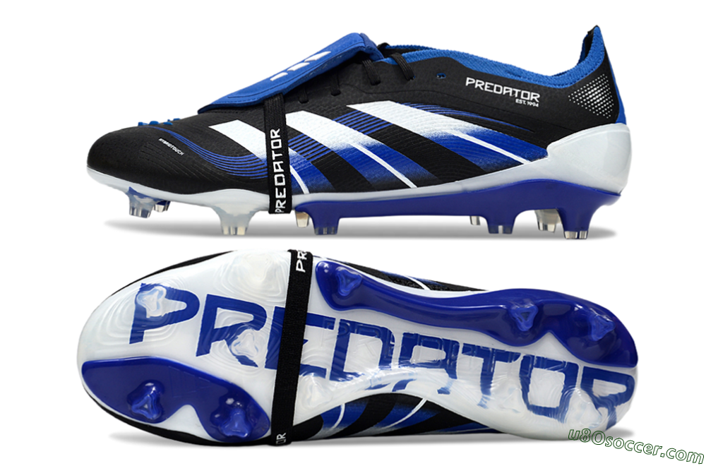 Adidas Predator 25 Elite Foldover Tongue FG Firm Ground Soccer Cleats - Black/White/Blue 0