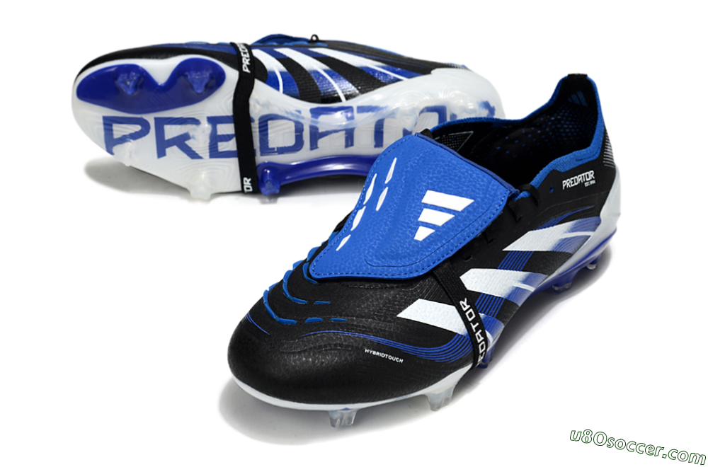 Adidas Predator 25 Elite Foldover Tongue FG Firm Ground Soccer Cleats - Black/White/Blue 3