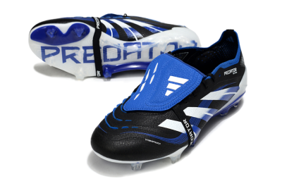 Adidas Predator 25 Elite Foldover Tongue FG Firm Ground Soccer Cleats - Black/White/Blue