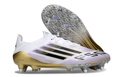 Adidas F50 Elite SG Soft Ground Soccer Cleats - White/Purple/Gold