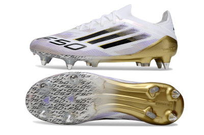 Adidas F50 Elite SG Soft Ground Soccer Cleats - White/Purple/Gold