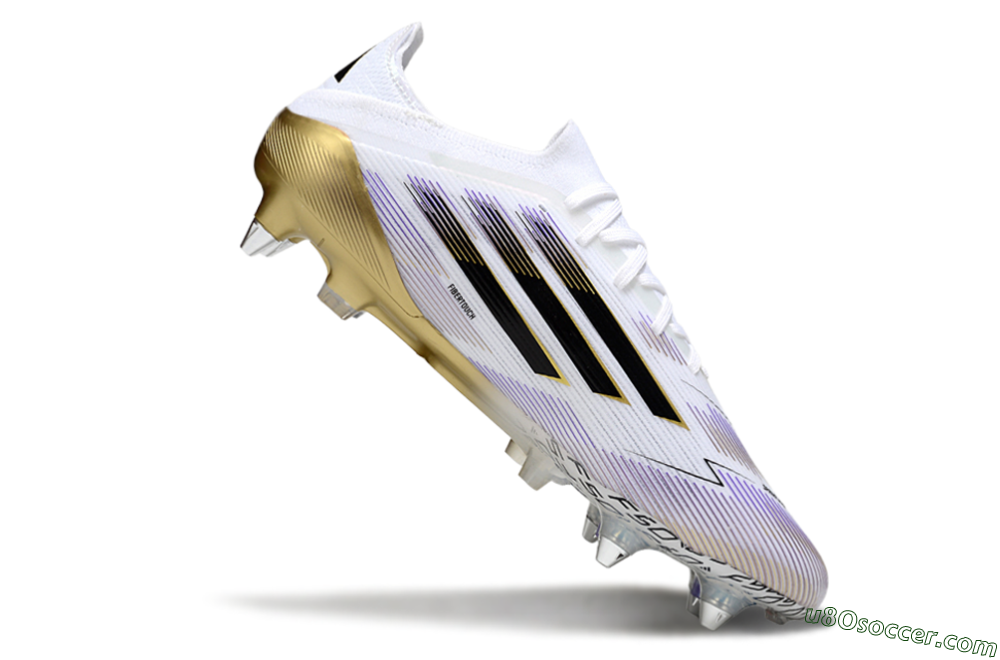 Adidas F50 Elite SG Soft Ground Soccer Cleats - White/Purple/Gold 4