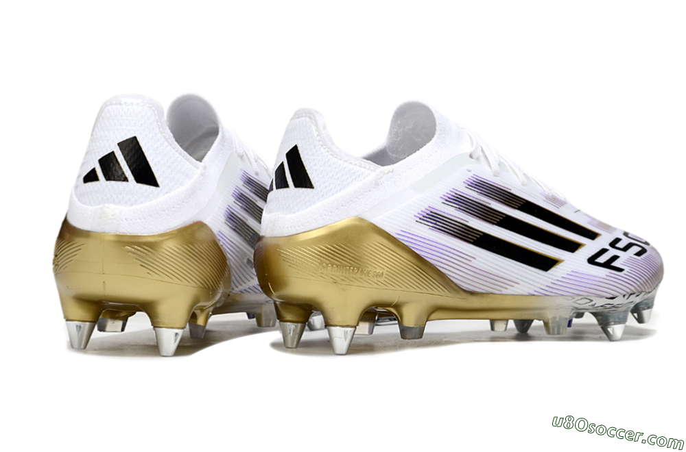 Adidas F50 Elite SG Soft Ground Soccer Cleats - White/Purple/Gold 6