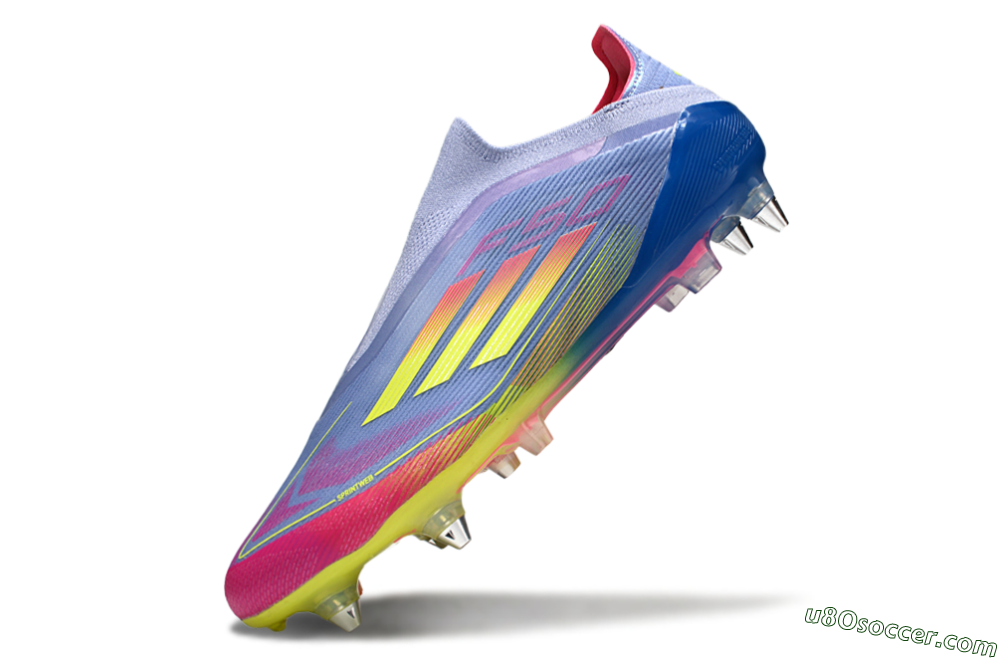 Adidas F50 Elite Laceless SG Soft Ground Soccer Cleats - Blue/Yellow/Pink 5