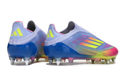 Adidas F50 Elite Laceless SG Soft Ground Soccer Cleats - Blue/Yellow/Pink