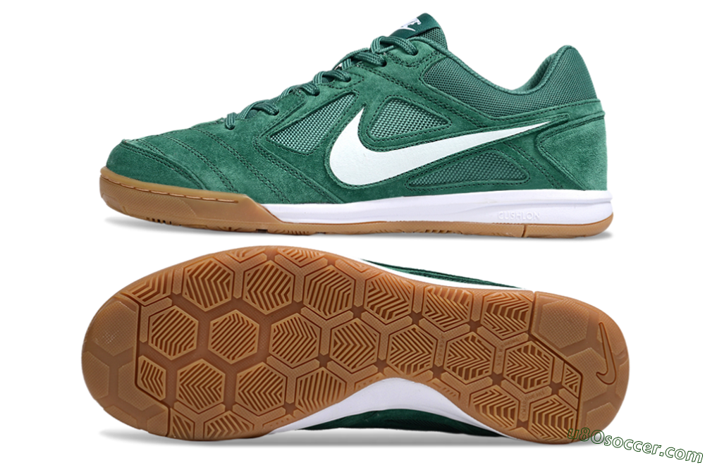 Nike Lunar Gato 2 IC Indoor & Futsal Soccer Shoes - Green/White/Brown 0