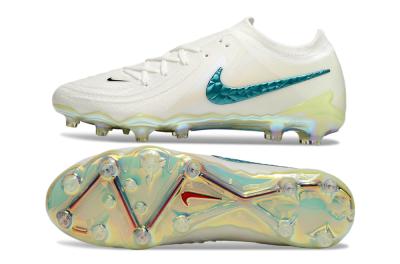 Nike Phantom GX 2 Elite AG Artificial Grass Soccer Cleats - Beige/Blue/Gold