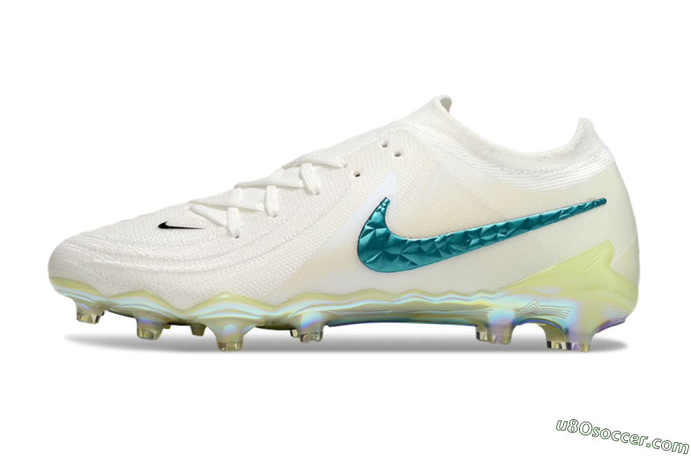 Nike Phantom GX 2 Elite AG Artificial Grass Soccer Cleats - Beige/Blue/Gold 2