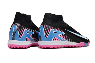 Nike Air Zoom Mercurial Superfly 10 Elite TF Artificial Turf Soccer Shoes - Black/White/Blue/Pink
