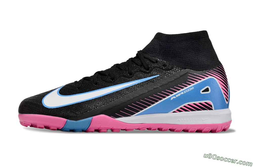 Nike Air Zoom Mercurial Superfly 10 Elite TF Artificial Turf Soccer Shoes - Black/White/Blue/Pink 2