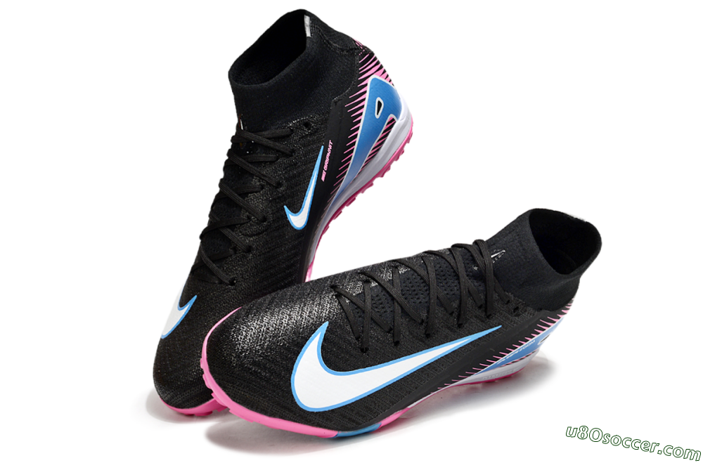 Nike Air Zoom Mercurial Superfly 10 Elite TF Artificial Turf Soccer Shoes - Black/White/Blue/Pink 3