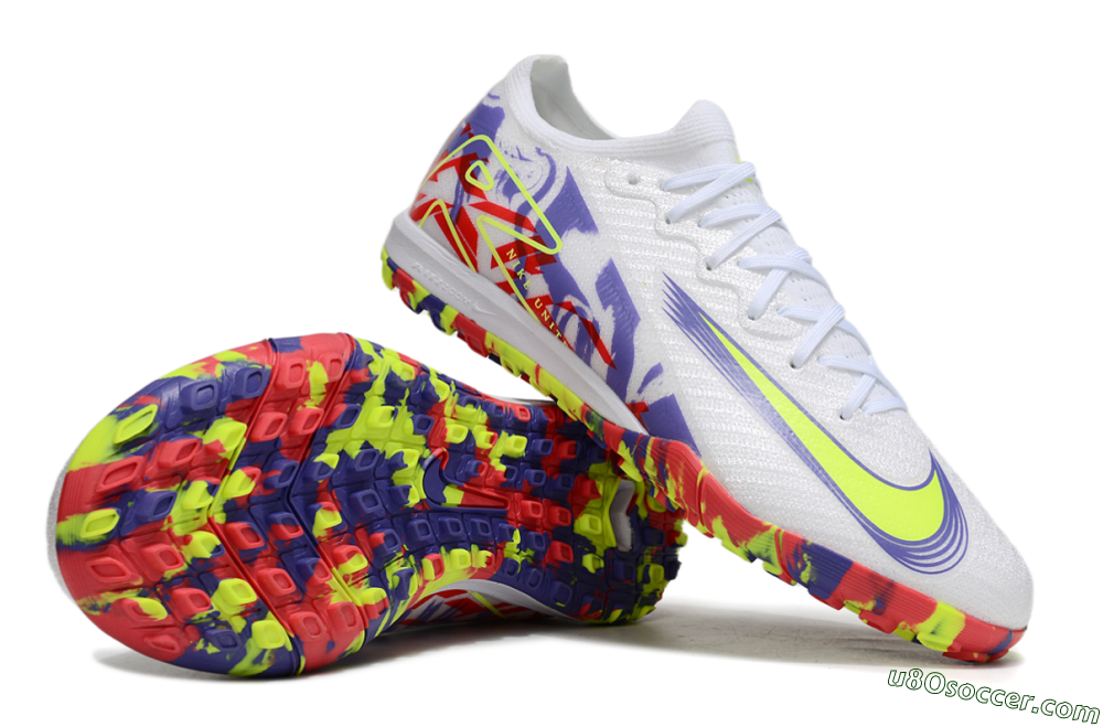 Nike Air Zoom Mercurial Vapor 16 Elite TF Artificial Turf Soccer Shoes - White/Yellow/Purple/Red 0