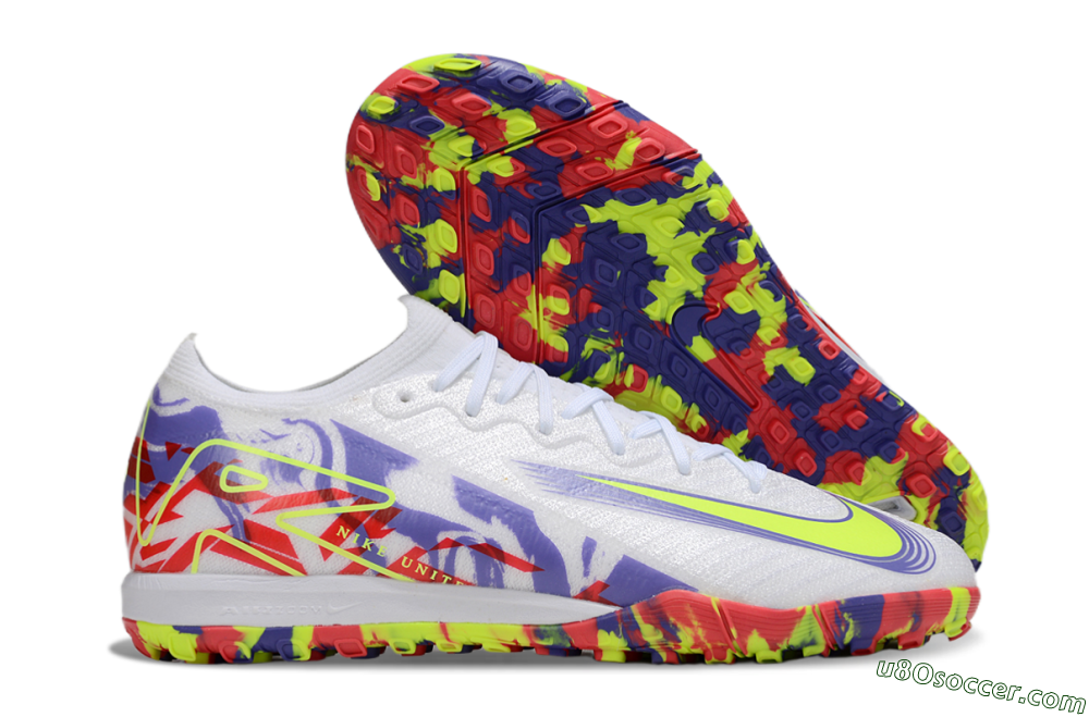 Nike Air Zoom Mercurial Vapor 16 Elite TF Artificial Turf Soccer Shoes - White/Yellow/Purple/Red 1