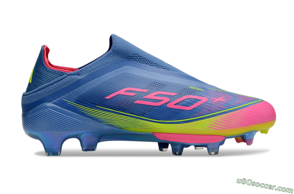 Adidas F50+ Elite Laceless FG Firm Ground Soccer Cleats - Blue/Yellow/Pink 7