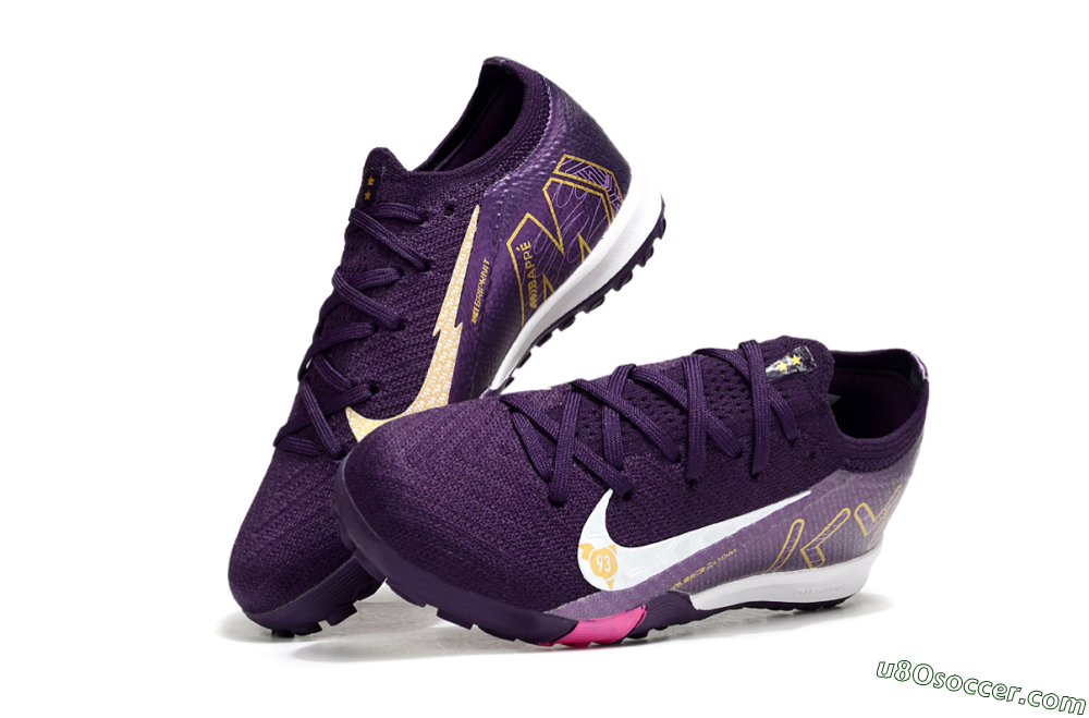 Nike Air Zoom Mercurial Vapor 16 Elite TF Artificial Turf Soccer Shoes - Purple/White/Gold 2