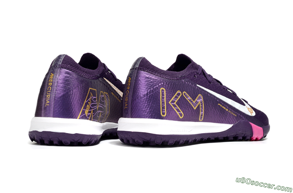 Nike Air Zoom Mercurial Vapor 16 Elite TF Artificial Turf Soccer Shoes - Purple/White/Gold 5