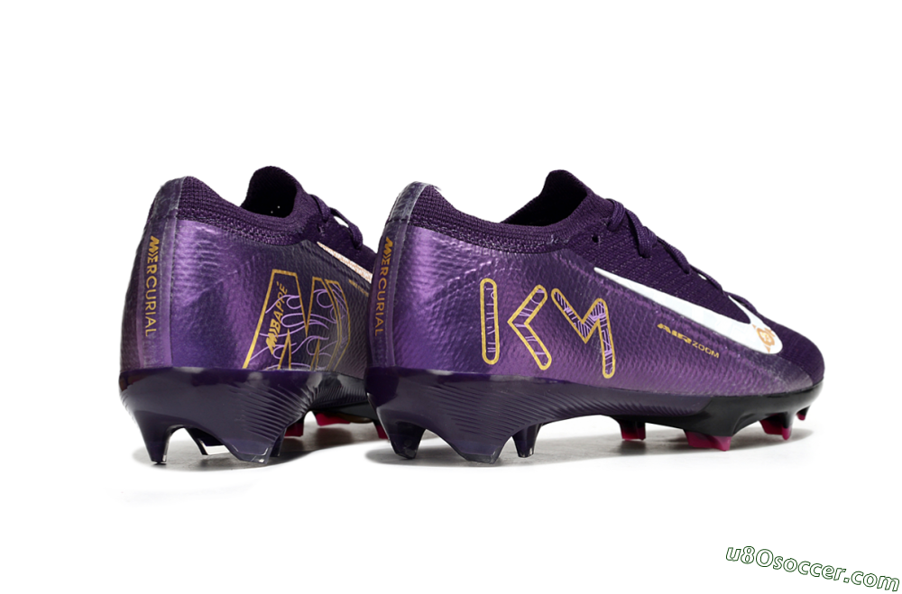 Nike Air Zoom Mercurial Vapor 16 Elite FG Firm Ground Soccer Cleats - Purple/White/Gold 6
