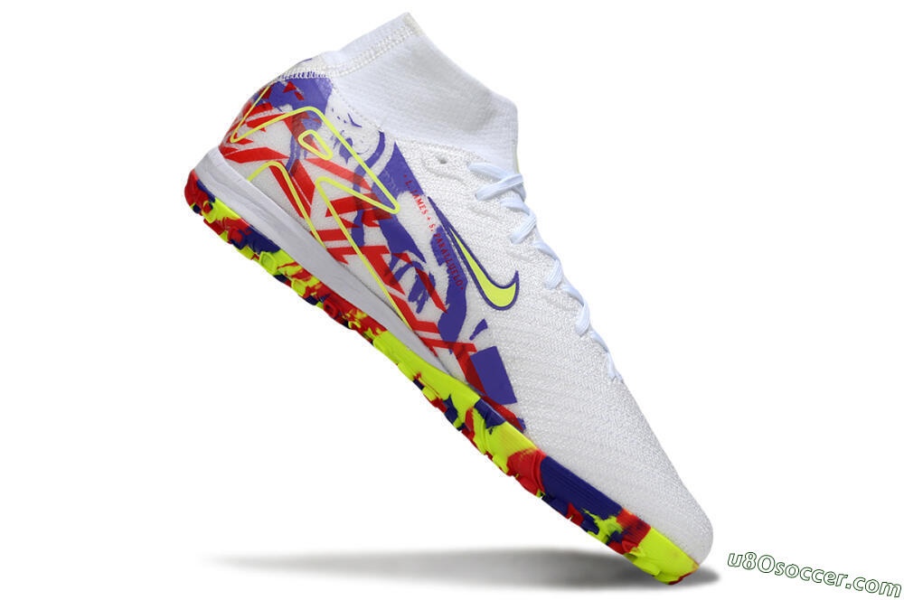 Nike Air Zoom Mercurial Superfly 10 Elite TF Artificial Turf Soccer Shoes - White/Yellow/Purple/Red 4