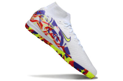 Nike Air Zoom Mercurial Superfly 10 Elite TF Artificial Turf Soccer Shoes - White/Yellow/Purple/Red