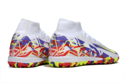 Nike Air Zoom Mercurial Superfly 10 Elite TF Artificial Turf Soccer Shoes - White/Yellow/Purple/Red