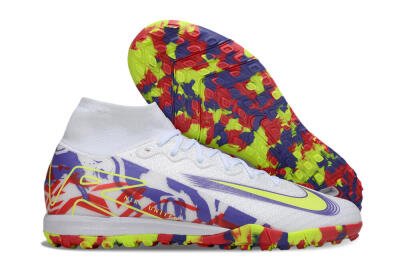Nike Air Zoom Mercurial Superfly 10 Elite TF Artificial Turf Soccer Shoes - White/Yellow/Purple/Red