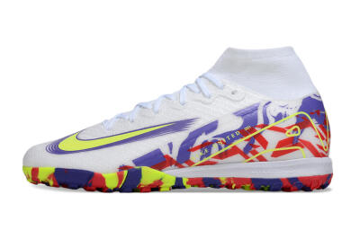 Nike Air Zoom Mercurial Superfly 10 Elite TF Artificial Turf Soccer Shoes - White/Yellow/Purple/Red