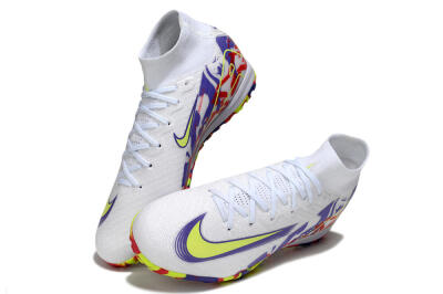 Nike Air Zoom Mercurial Superfly 10 Elite TF Artificial Turf Soccer Shoes - White/Yellow/Purple/Red