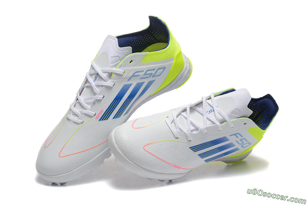 Adidas F50 Pro TF Artificial Turf Soccer Shoes - Grey/Blue/Yellow 3