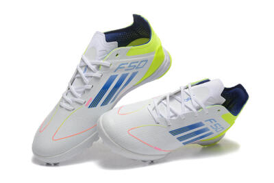 Adidas F50 Pro TF Artificial Turf Soccer Shoes - Grey/Blue/Yellow