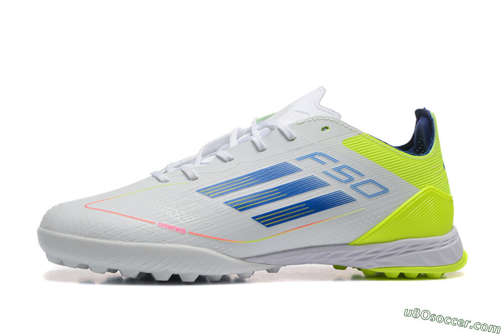 Adidas F50 Pro TF Artificial Turf Soccer Shoes - Grey/Blue/Yellow 2