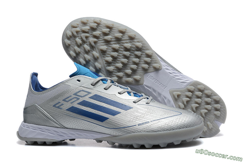Adidas F50 Pro TF Artificial Turf Soccer Shoes - Silver/Blue/White 1