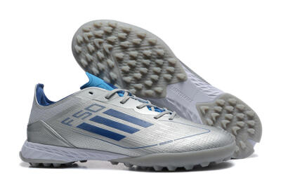 Adidas F50 Pro TF Artificial Turf Soccer Shoes - Silver/Blue/White