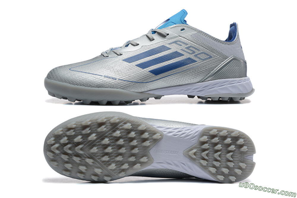 Adidas F50 Pro TF Artificial Turf Soccer Shoes - Silver/Blue/White 0