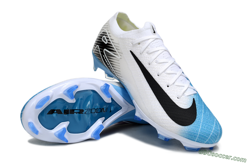 Nike Air Zoom Mercurial Vapor 16 Elite FG Firm Ground Soccer Cleats - White/Black/Blue 4