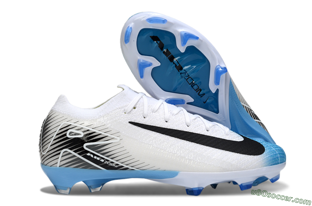 Nike Air Zoom Mercurial Vapor 16 Elite FG Firm Ground Soccer Cleats - White/Black/Blue 1
