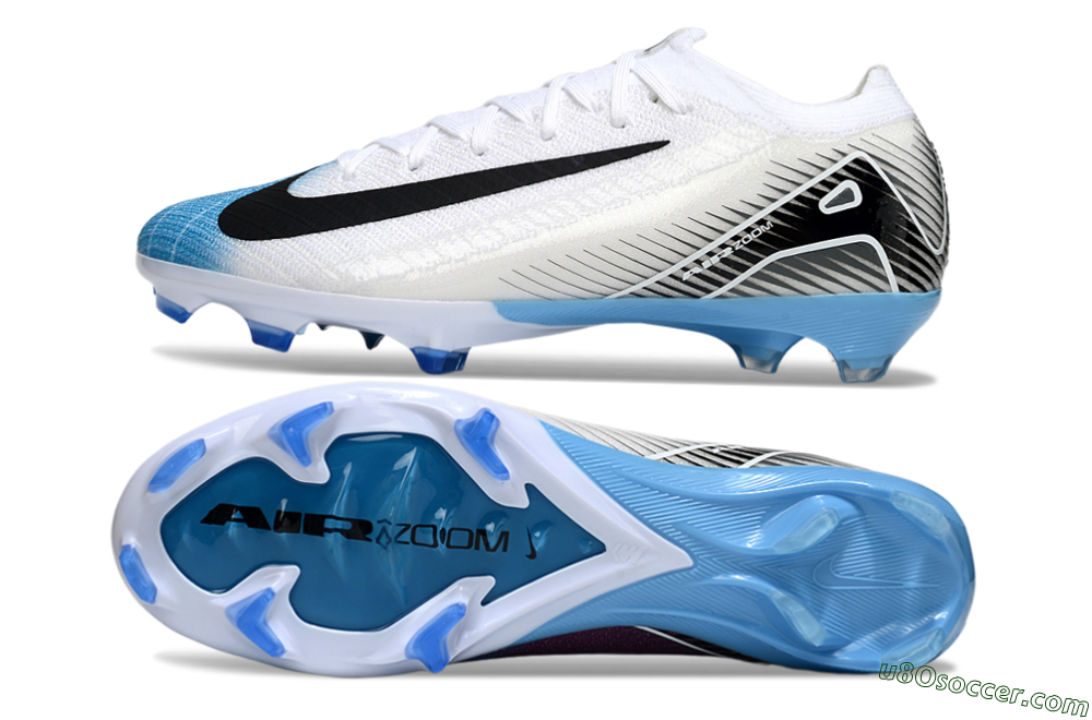 Nike Air Zoom Mercurial Vapor 16 Elite FG Firm Ground Soccer Cleats - White/Black/Blue 0