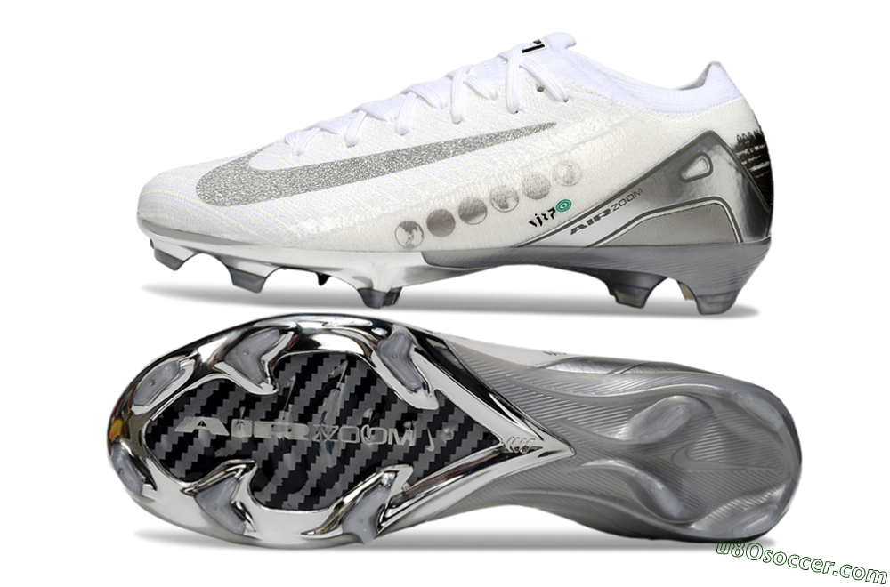Nike Air Zoom Mercurial Vapor 16 Elite FG Firm Ground Soccer Cleats - White/Silver/Grey 0