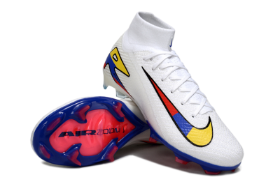 Nike Air Zoom Mercurial Superfly 10 Elite FG Firm Ground Soccer Cleats - White/Yellow/Blue/Red