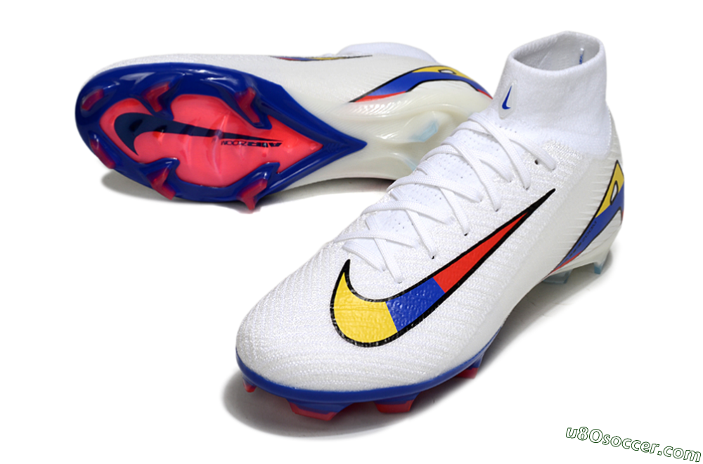 Nike Air Zoom Mercurial Superfly 10 Elite FG Firm Ground Soccer Cleats - White/Yellow/Blue/Red 3
