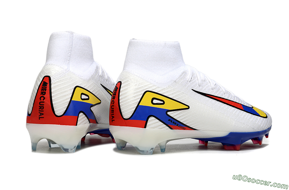 Nike Air Zoom Mercurial Superfly 10 Elite FG Firm Ground Soccer Cleats - White/Yellow/Blue/Red 7