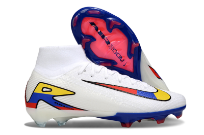 Nike Air Zoom Mercurial Superfly 10 Elite FG Firm Ground Soccer Cleats - White/Yellow/Blue/Red