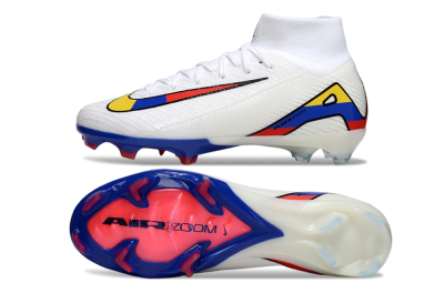 Nike Air Zoom Mercurial Superfly 10 Elite FG Firm Ground Soccer Cleats - White/Yellow/Blue/Red