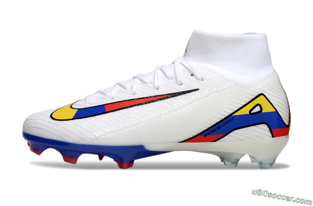 Nike Air Zoom Mercurial Superfly 10 Elite FG Firm Ground Soccer Cleats - White/Yellow/Blue/Red 2