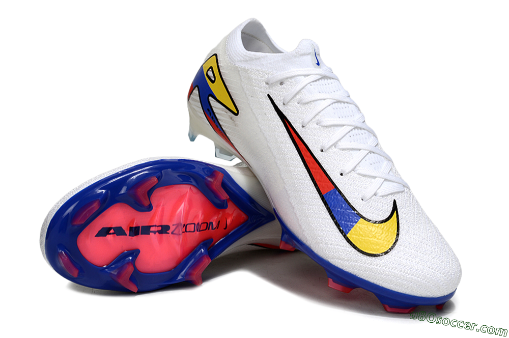 Nike Air Zoom Mercurial Vapor 16 Elite FG Firm Ground Soccer Cleats - White/Yellow/Blue/Red 4