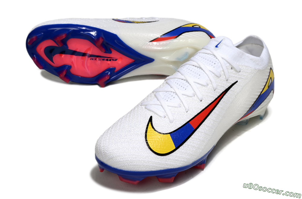 Nike Air Zoom Mercurial Vapor 16 Elite FG Firm Ground Soccer Cleats - White/Yellow/Blue/Red 3