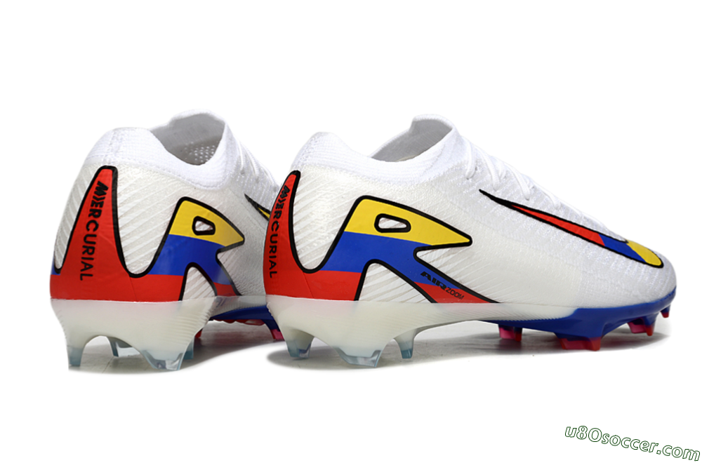 Nike Air Zoom Mercurial Vapor 16 Elite FG Firm Ground Soccer Cleats - White/Yellow/Blue/Red 7